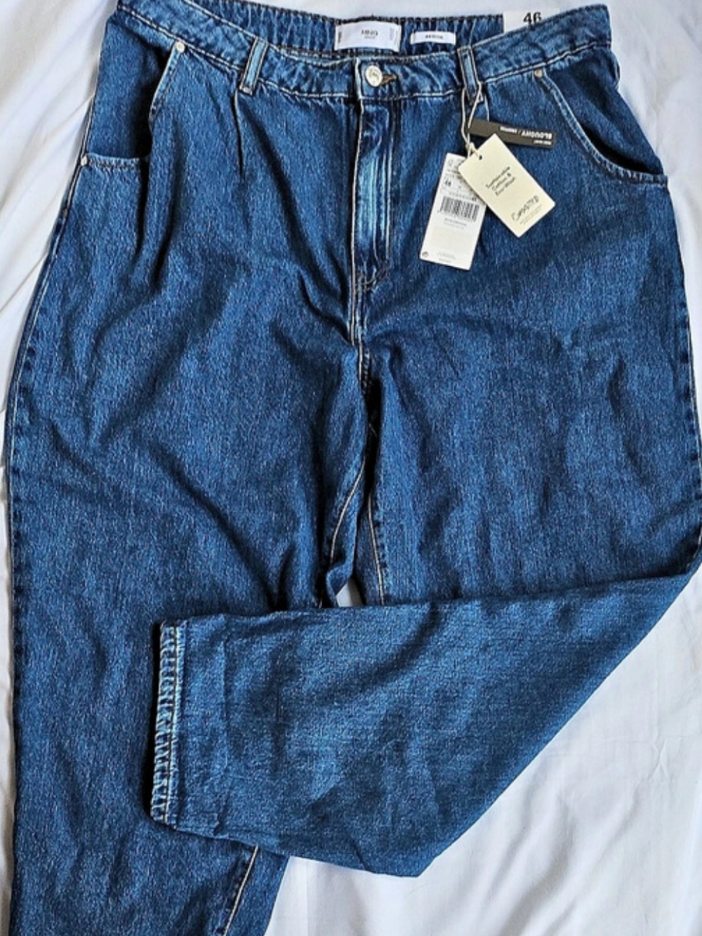 NWT MNG / MANGO "Slouchy" High-Waist Denim Jeans – Women's Size 14 (EU 46)
